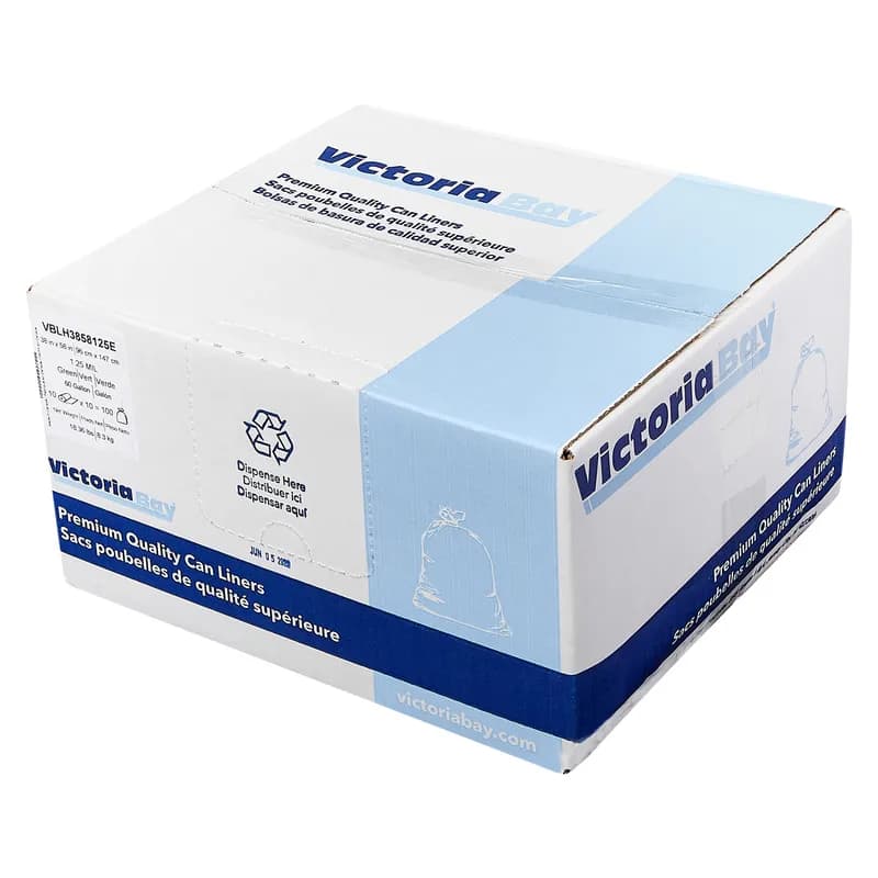 Victoria Bay Can Liner 38X58 IN 60 GAL Green 1.25MIL Opaque 10 Count/Roll 10 Rolls/Case