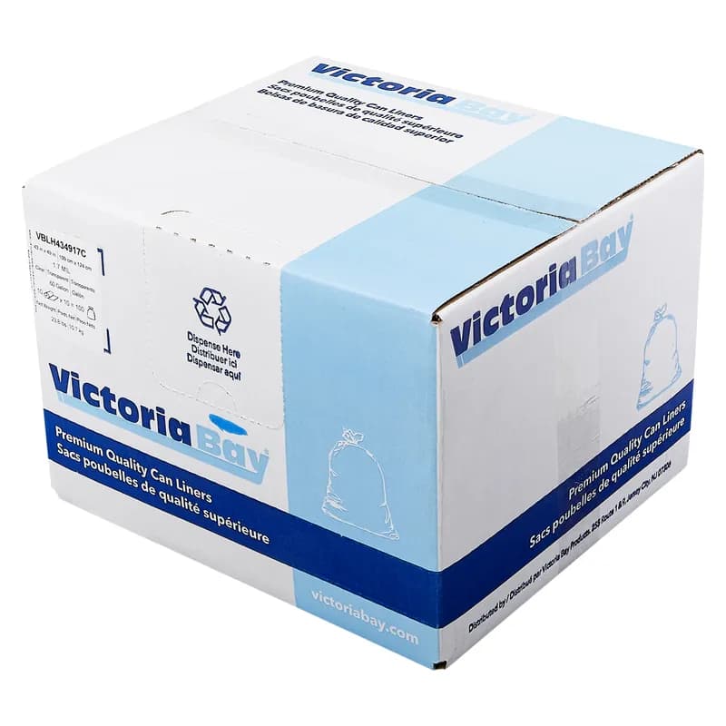 Victoria Bay Can Liner 43X49 IN 50-60 GAL Clear 1.7MIL 10 Count/Roll 10 Rolls/Case