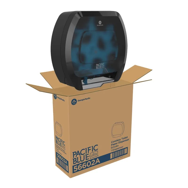 Pacific Blue Ultra™ Toilet Paper Dispenser Smoke Gray Coreless 4-Roll High Capacity 1/Each