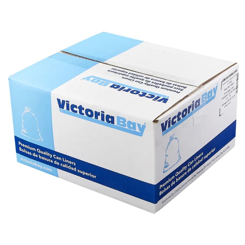 Victoria Bay Can Liner 41.5X54 IN 50-60 GAL Black 1.25MIL Flat Pack 100/Case