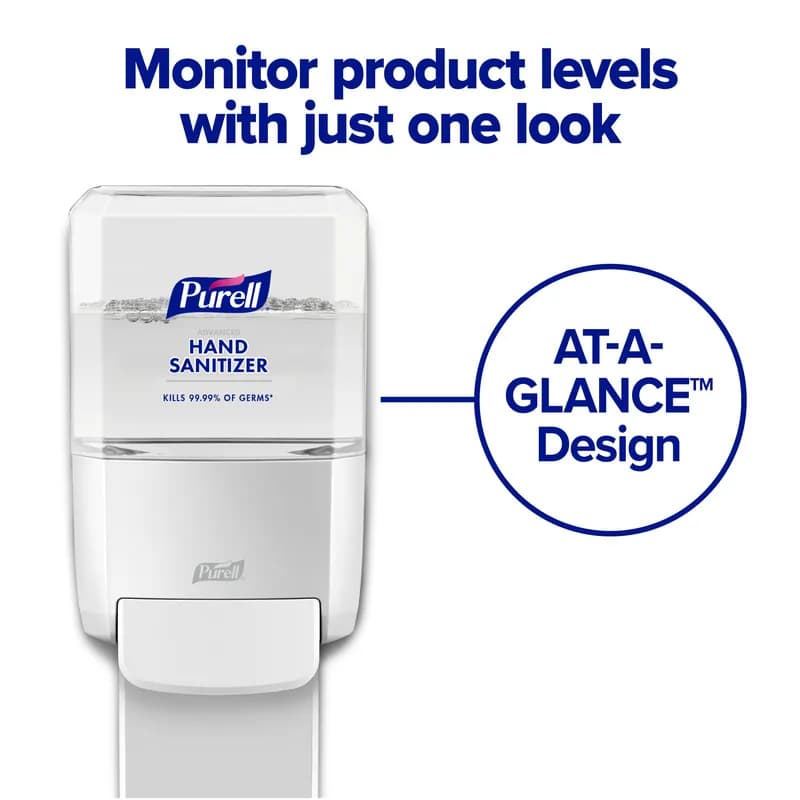 Purell® ES4 Hand Sanitizer Dispenser Gel 1200 mL 10X6.5X5.38 IN White Push Style Surface Mount 1/Each