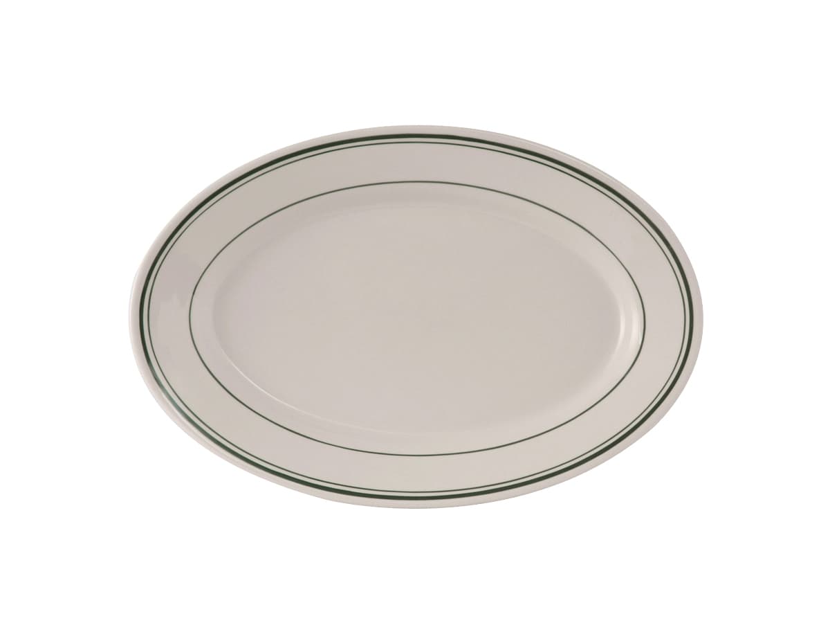 Platter 10.5X7.38 IN China Eggshell Green Oval Gloss 24/Case