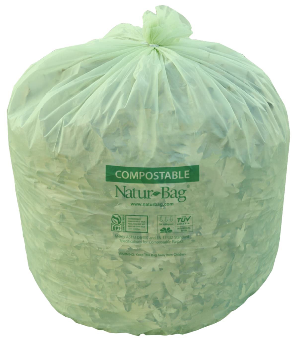 Natur-Bag Can Liner Compostable Liner 40X46 IN 45 GAL Green Plastic 0.8MIL 20 Count/Roll 5 Rolls/Case