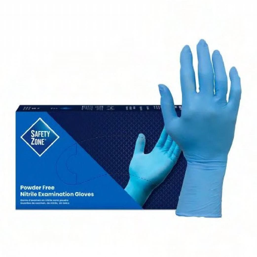 Safety Zone® Exam Gloves Small (SM) 12 IN Blue 8MIL Micro Texture Nitrile Powder-Free Extended Cuff 50 Ct/Box 10 Box/Cs