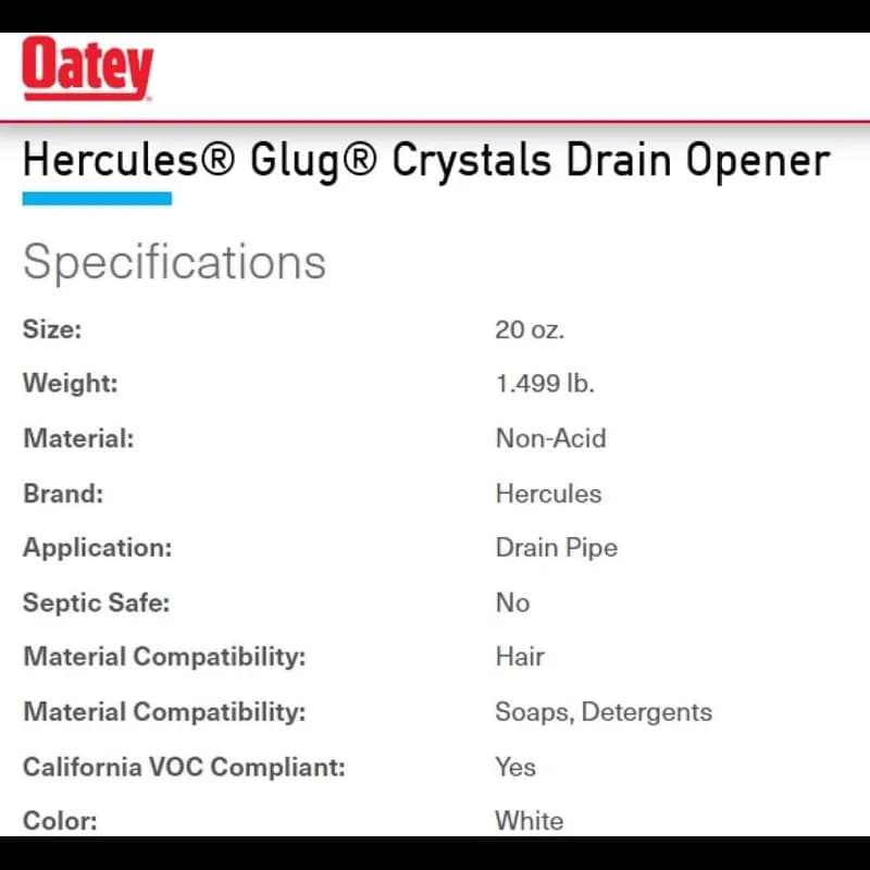 Hercules Glug Drain Cleaner 20 OZ Crystals 3/Pack