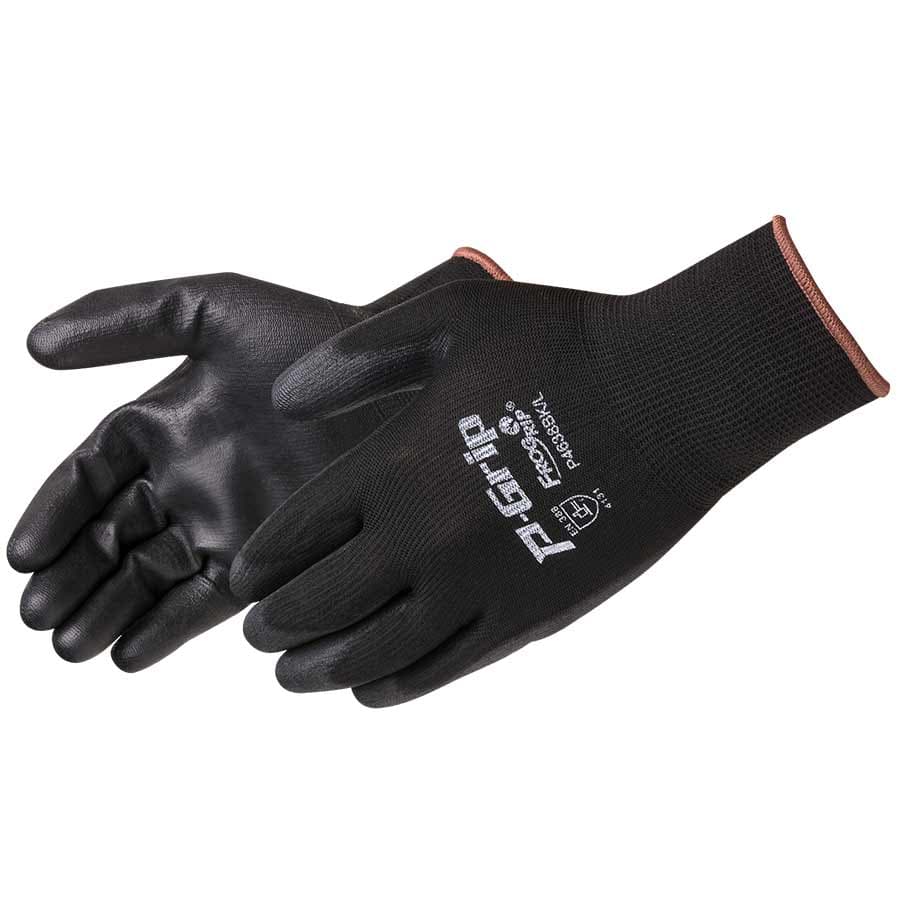 P-Grip® Gloves XXL Black Polyurethane Nylon Polyester Palm & Finger Coating Seamless Colored Cuff 12/Dozen