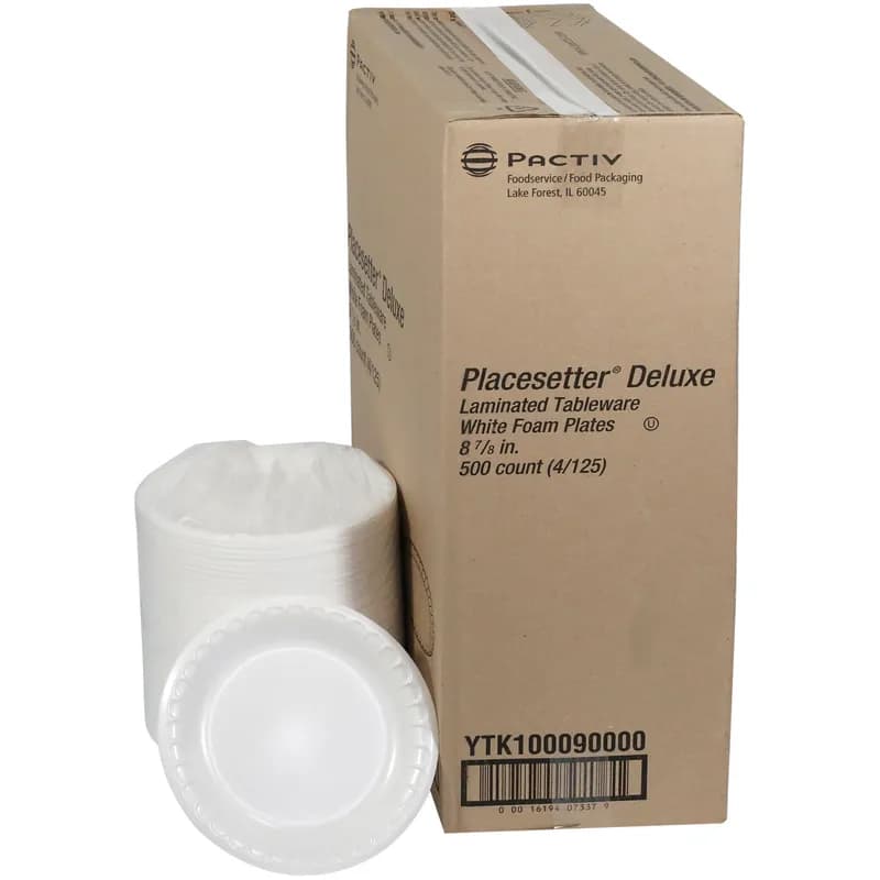 Placesetter® Plate 8.9X0.8 IN Polystyrene Foam White Round Laminated 500/Case