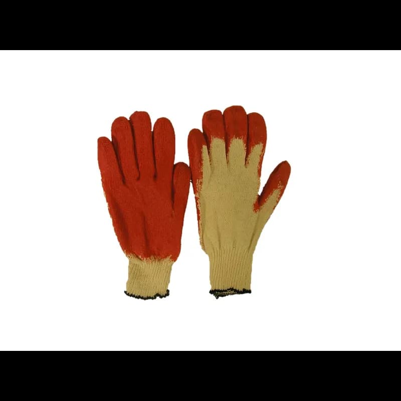 Gloves OS Red Yellow Lightweight Cotton Blend Latex Knit Coated Palm 20 Count/Pack 30 Packs/Case