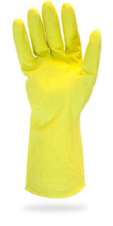 Safety Zone® Gloves XL Yellow Chlorinated 20MIL Latex Flock Lined Rolled Cuff 12 Count/Pack