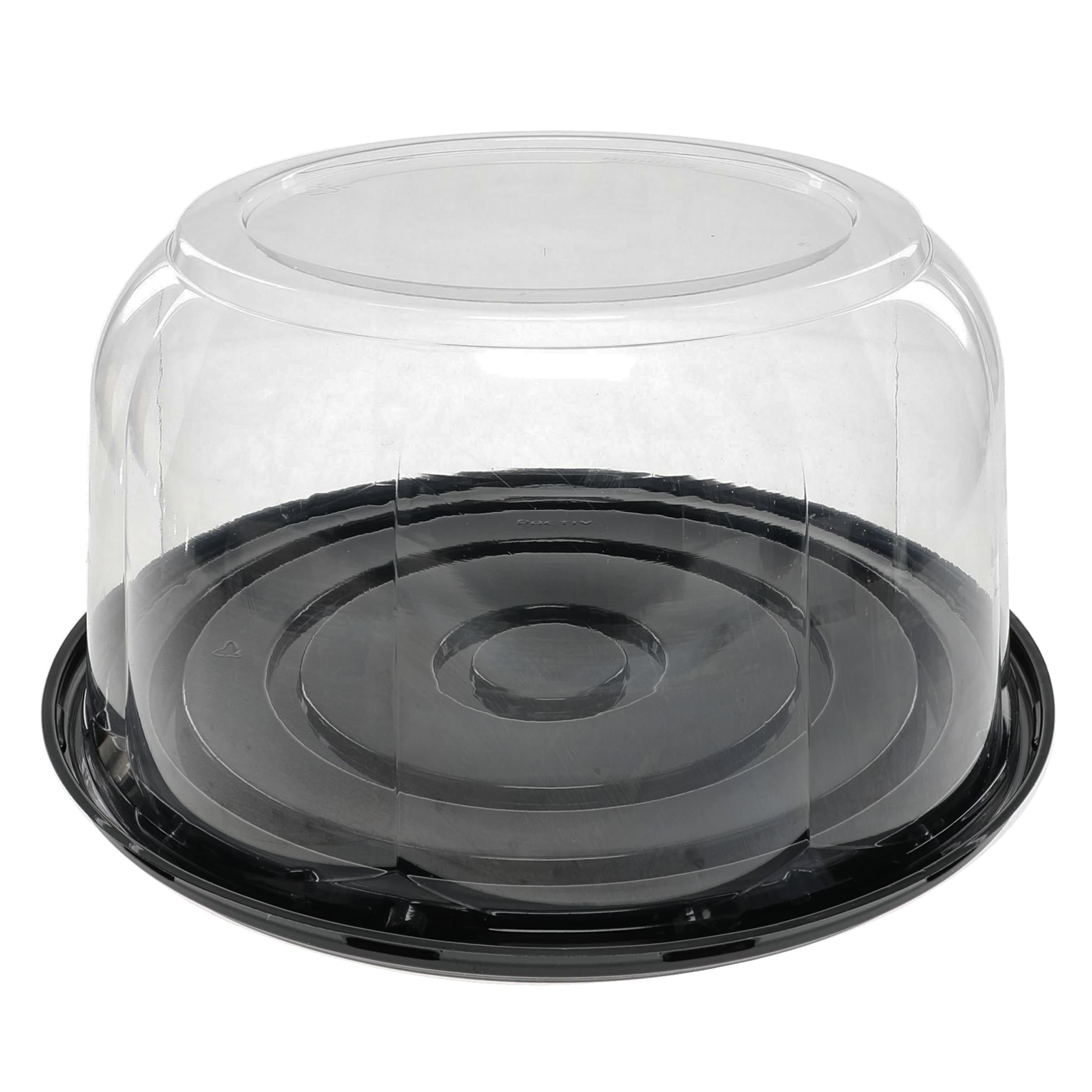 RoseDome Cake Container & Lid Combo With Dome Lid 10.25X5.25 IN PET Clear Black Round 110/Case