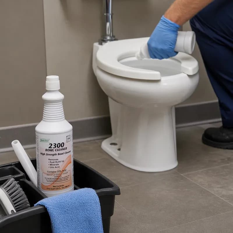 Multi-Clean® 2300 Toilet Bowl Cleaner 1 QT Liquid 23% Hydrochloric Acid (HCL) Heavy Duty High Strength 12/Case