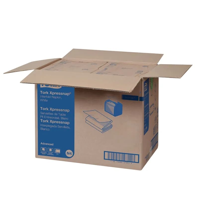 Tork Advanced Xpressnap® Dispenser Napkins 8.50X6.50 IN White Paper 2PLY Interfold 250 Count/Pack 32 Packs/Case