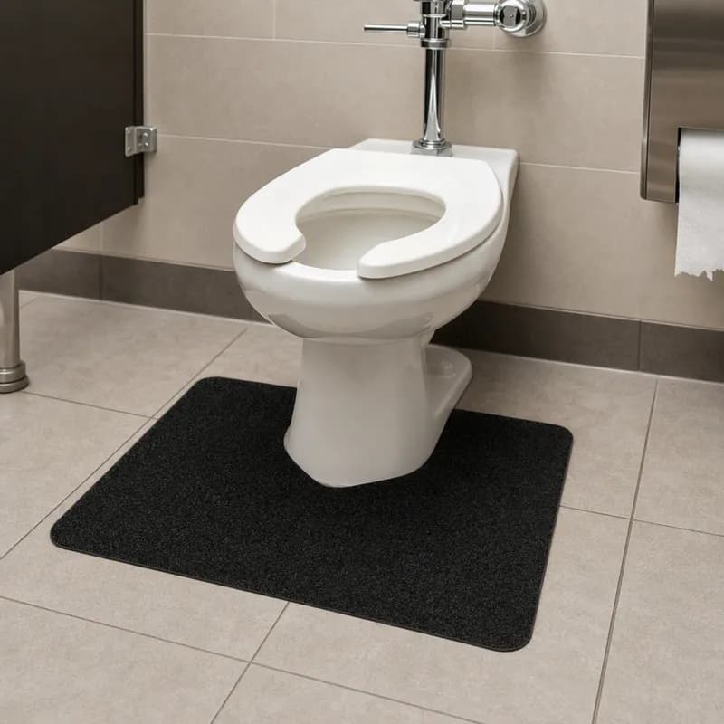 WizKid Bull Nose Commode Mat Black Rubber Floor Mount Antimicrobial 36 Count/Case