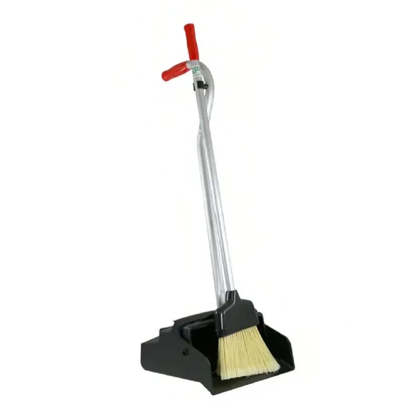 Ergo Dust Pan & Broom 45X12 IN Silver Black Red Plastic Aluminum Telescopic 1/Each
