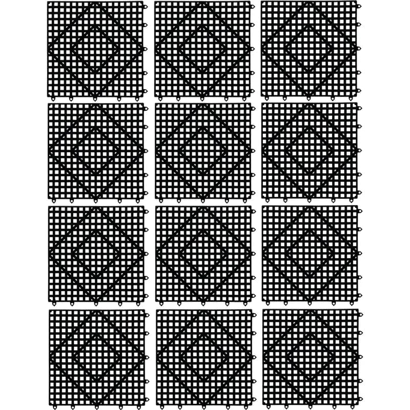 San Jamar Versa-Mat Bar Mat 12X12 IN PVC Black Square 12/Case