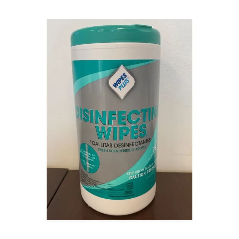 WipesPlus® Fresh Scent One-Step Disinfectant Multi Surface Wipe Non-Ammoniated Bleach-Free 75 Count/Pack 6 Packs/Case