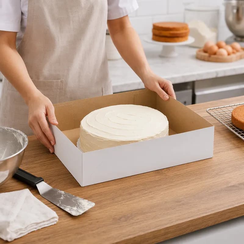Victoria Bay Cake Box 14X10X3 IN Paperboard White Automatic 200/Case