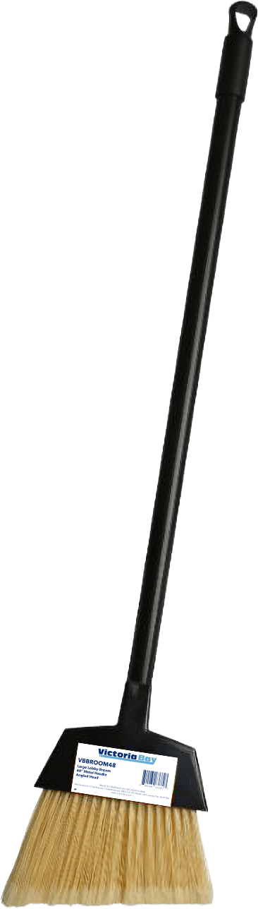 Victoria Bay Broom Large (LG) 48IN Black PP Vinyl Coated Metal Swivel Hook Angled Flagged 1/Each