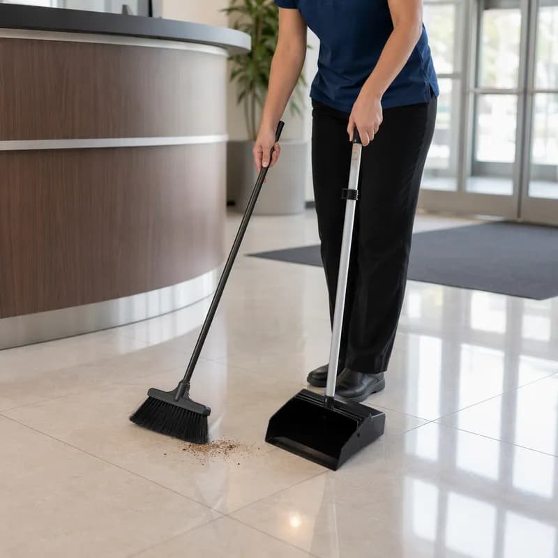 Victoria Bay Lobby Dust Pan 12 IN 35.5IN Black Silver Plastic Aluminum Ergonomic Handle 1/Each
