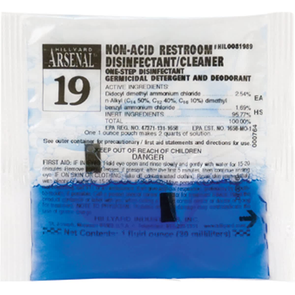 Arsenal® Lavender Restroom Cleaner Disinfectant Cleaner 1 OZ Liquid Non-Acid 36/Case