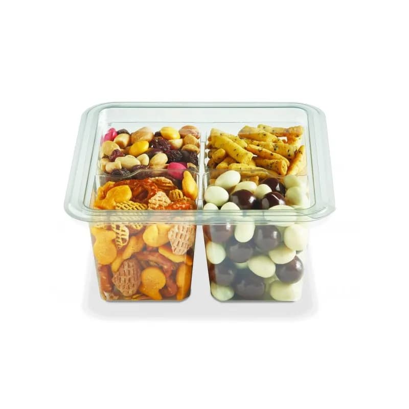 Fresh 'n Clear® GoCube® Deli Container Base 24 OZ 4 Compartment PET Clear Square 300/Case