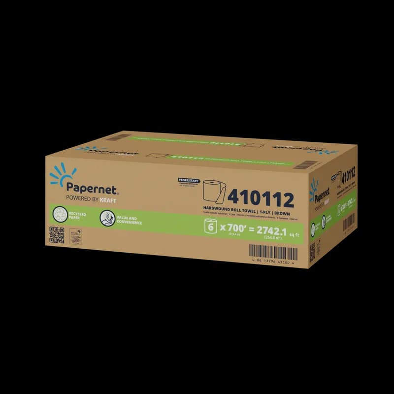 Papernet Roll Paper Towel 700 FT Brown Hardwound 7.52IN Roll 1.73IN Core Diameter 6 Rolls/Case