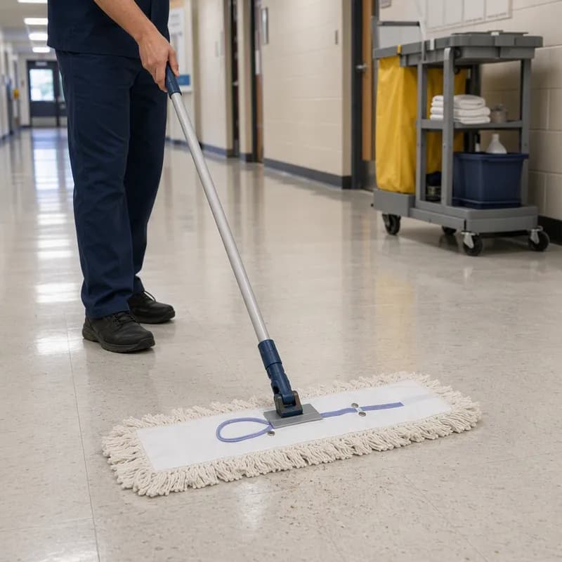 Victoria Bay Dust Mop Head 5X24 IN White Loop End Washable 12 Count/Case