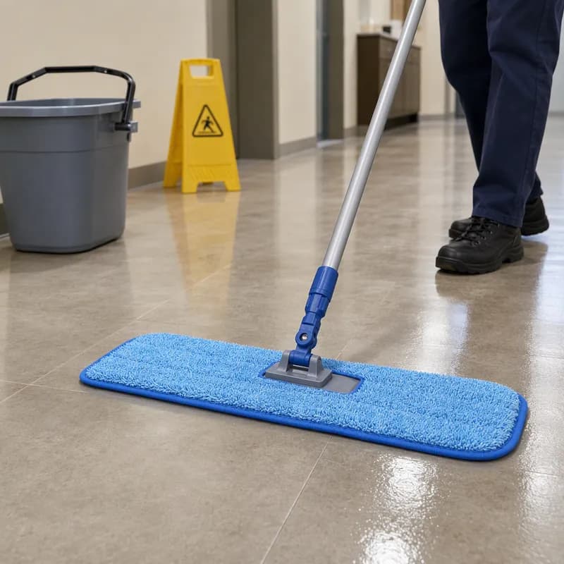 Victoria Bay Wet Mop Pad 18 IN Blue Microfiber Looped Flat 12 Count/Case