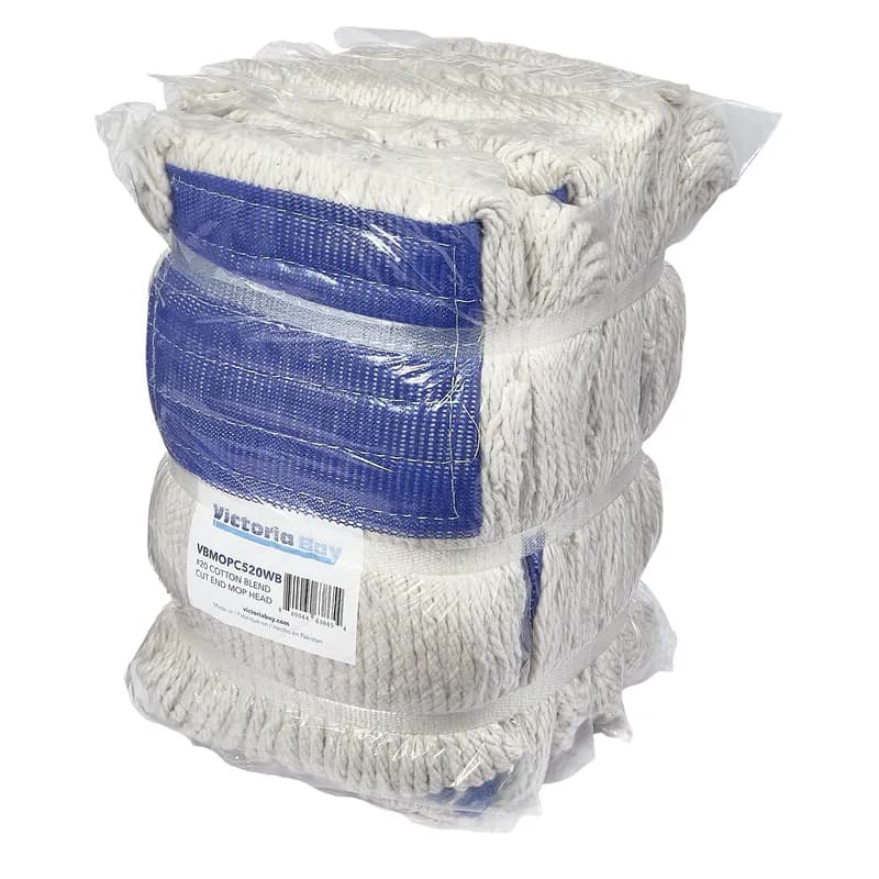 Victoria Bay Mop Head #20 White Green Cotton Synthetic Blend Cut End 5 IN Headband 12 Count/Case