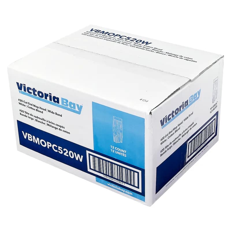 Victoria Bay Mop Head #20 White Green Cotton Synthetic Blend Cut End 5 IN Headband 12 Count/Case