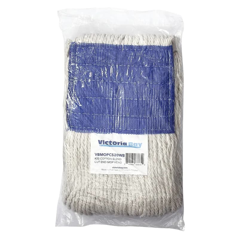 Victoria Bay Mop Head #20 White Green Cotton Synthetic Blend Cut End 5 IN Headband 12 Count/Case
