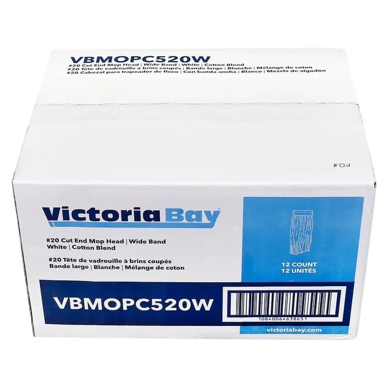 Victoria Bay Mop Head #20 White Green Cotton Synthetic Blend Cut End 5 IN Headband 12 Count/Case