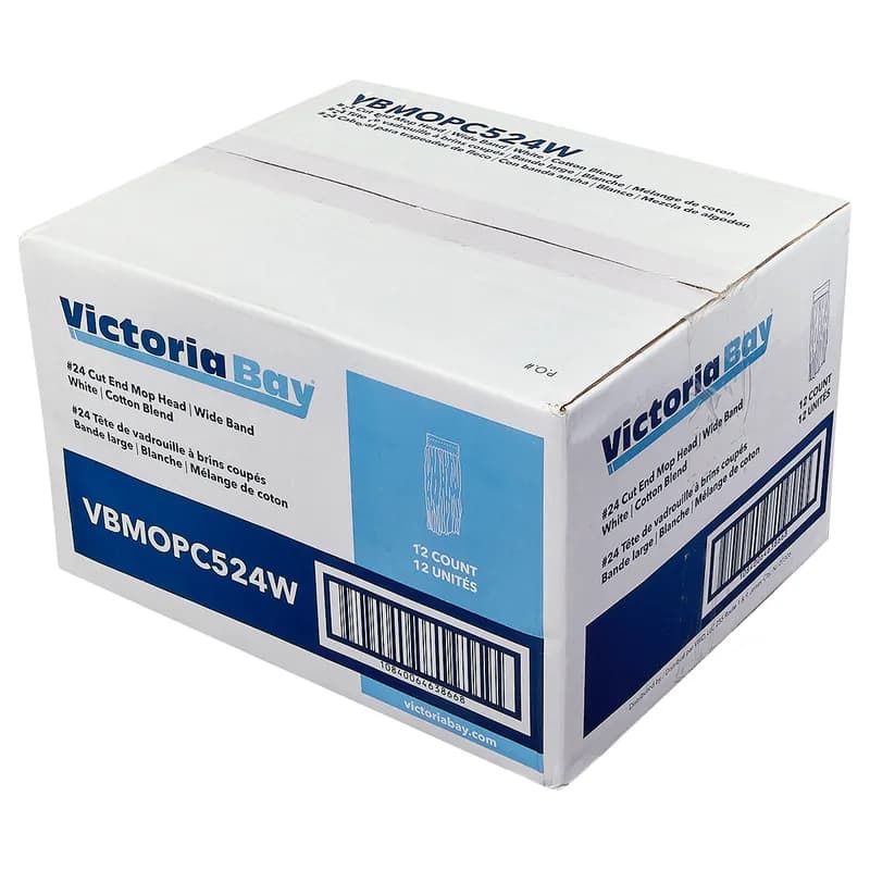 Victoria Bay Mop Head #24 White Red Cotton Synthetic Blend Cut End 5 IN Headband 12 Count/Case
