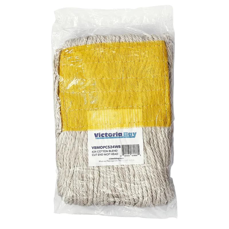 Victoria Bay Mop Head #24 White Red Cotton Synthetic Blend Cut End 5 IN Headband 12 Count/Case