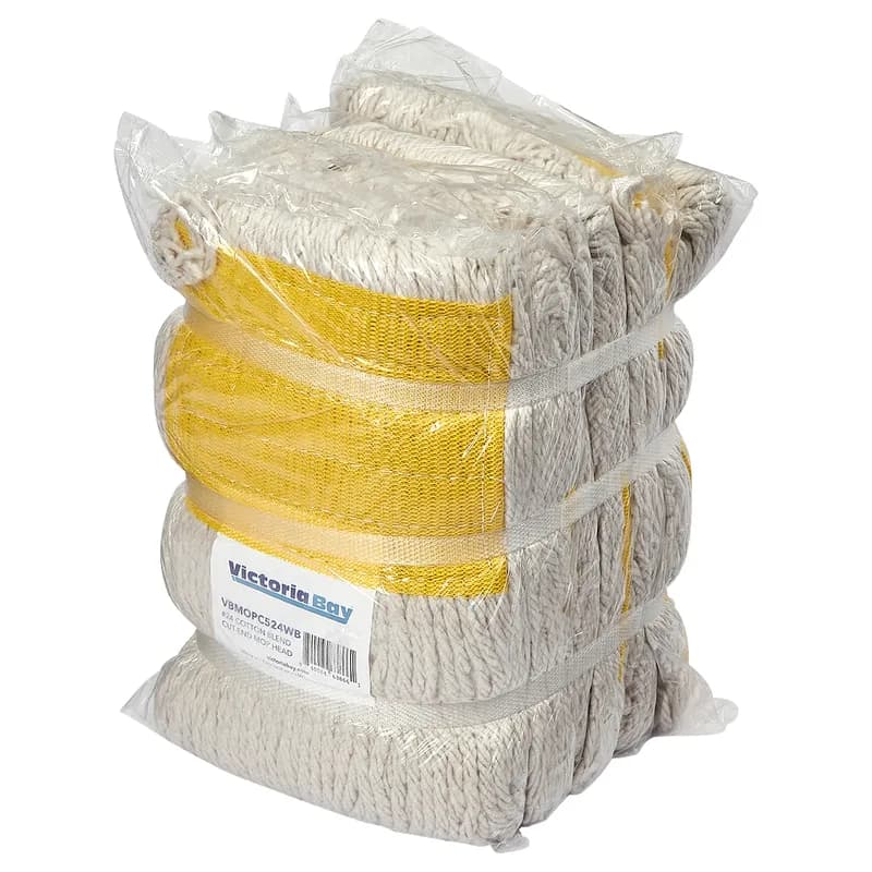 Victoria Bay Mop Head #24 White Red Cotton Synthetic Blend Cut End 5 IN Headband 12 Count/Case