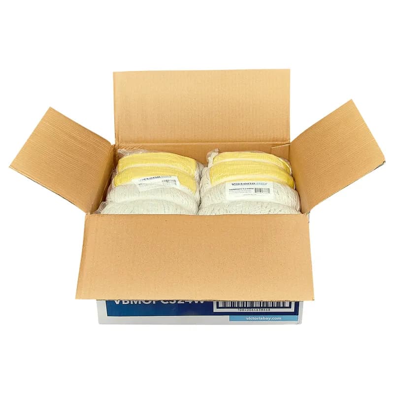 Victoria Bay Mop Head #24 White Red Cotton Synthetic Blend Cut End 5 IN Headband 12 Count/Case