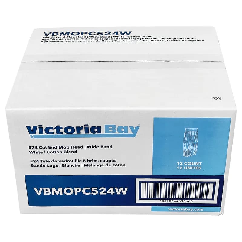 Victoria Bay Mop Head #24 White Red Cotton Synthetic Blend Cut End 5 IN Headband 12 Count/Case
