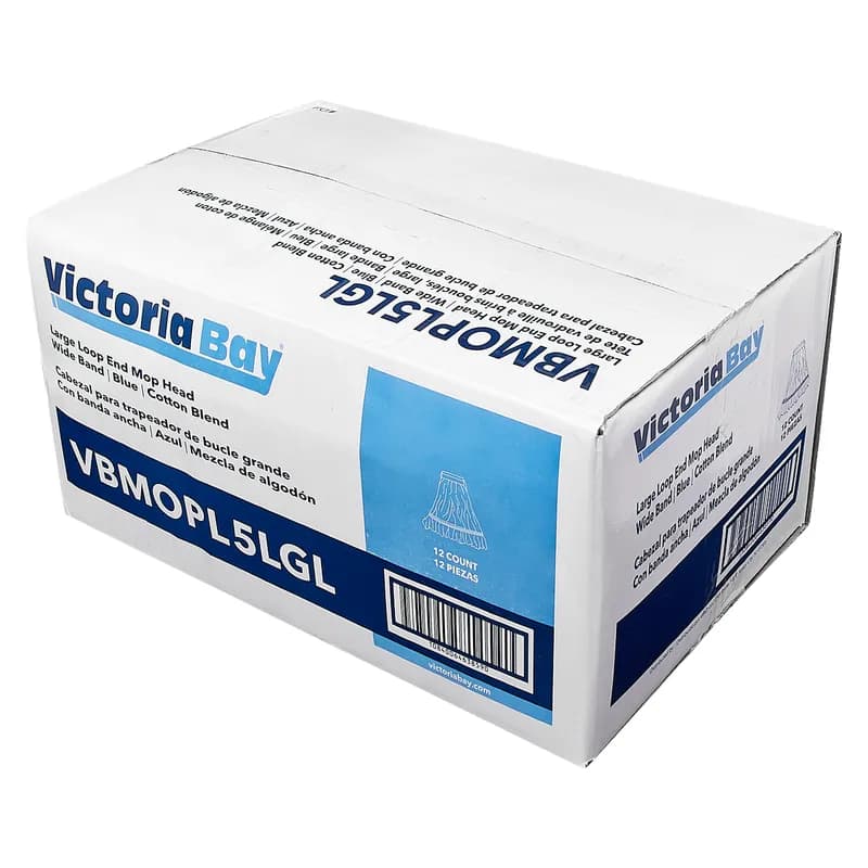 Victoria Bay Mop Head Large (LG) Blue Cotton Synthetic Blend Looped 5 IN Headband 12 Count/Case