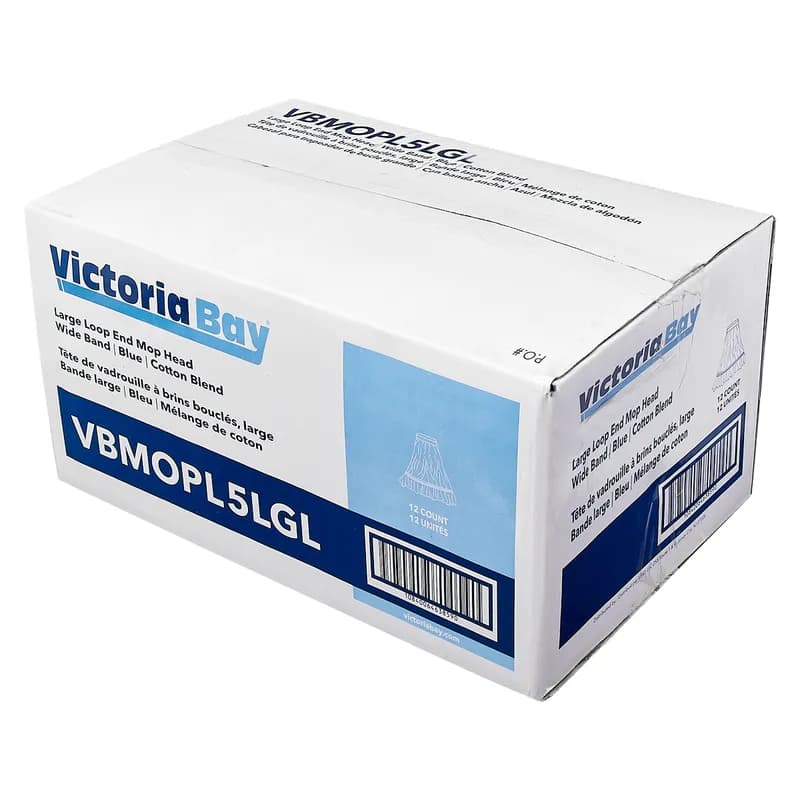 Victoria Bay Mop Head Large (LG) Blue Cotton Synthetic Blend Looped 5 IN Headband 12 Count/Case