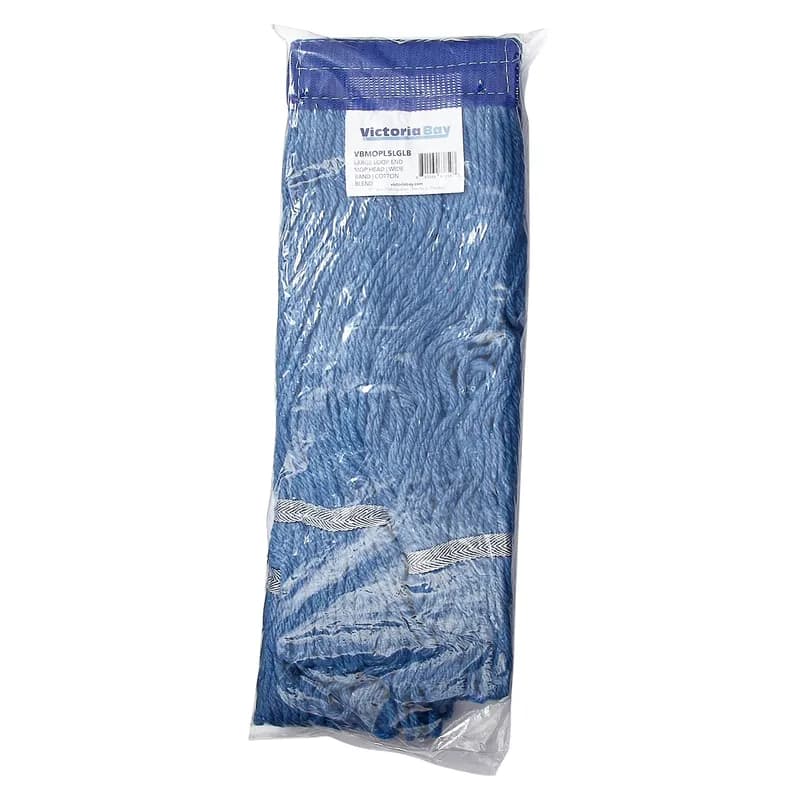 Victoria Bay Mop Head Large (LG) Blue Cotton Synthetic Blend Looped 5 IN Headband 12 Count/Case