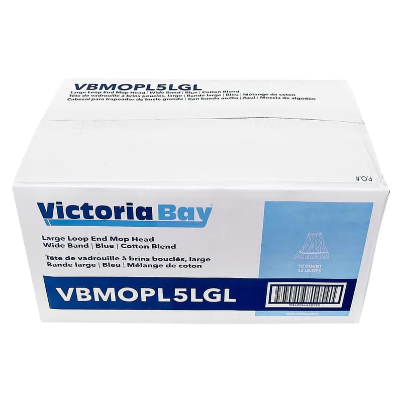 Victoria Bay Mop Head Large (LG) Blue Cotton Synthetic Blend Looped 5 IN Headband 12 Count/Case