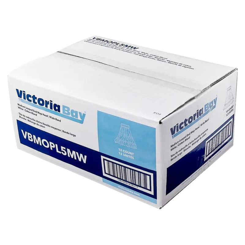 Victoria Bay Mop Head Medium (MED) White Green Cotton Synthetic Blend Looped 5 IN Headband 12 Count/Case
