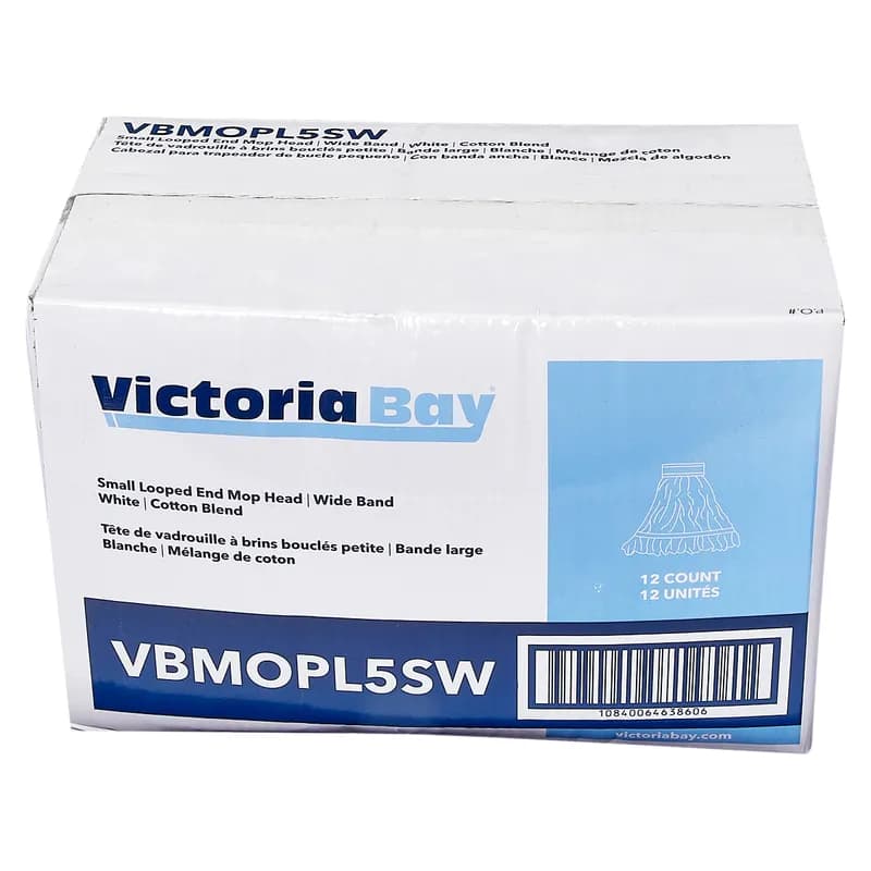 Victoria Bay Mop Head Small (SM) White Yellow Cotton Synthetic Blend Looped 5 IN Headband 12 Count/Case
