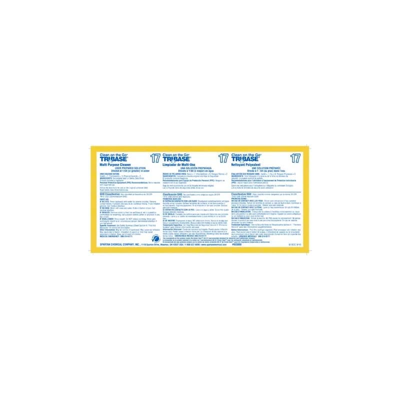 Clean on the Go Tribase 17 Product Label Vinyl White 1/Each