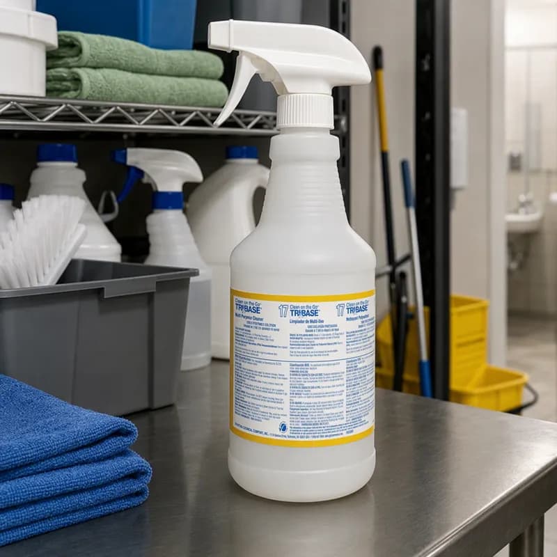 Clean on the Go Tribase 17 Product Label Vinyl White 1/Each
