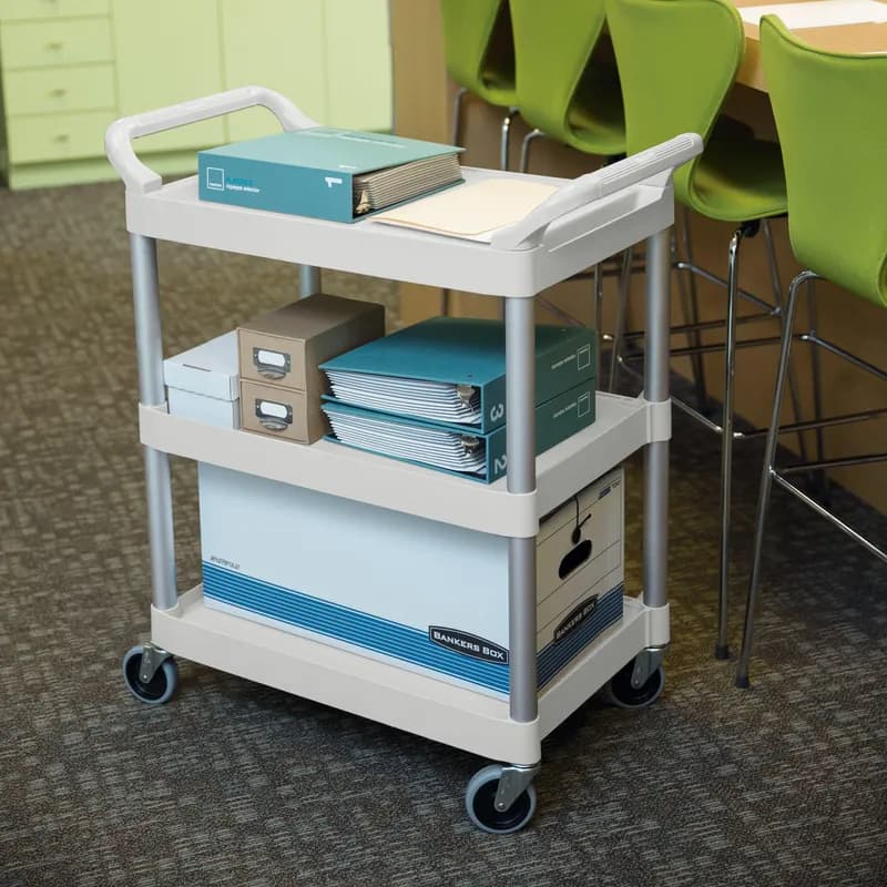 Utility Cart 33.63X18.63X37.75 IN 200 LB White Plastic 4 IN Swivel Caster 1/Each