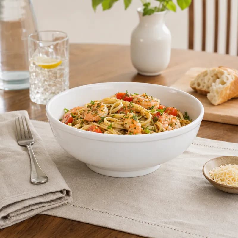 Salad Bowl Pasta Bowl 8.5 IN 48 OZ Porcelain White Round Dual Ovenable Dishwasher Safe 24/Case