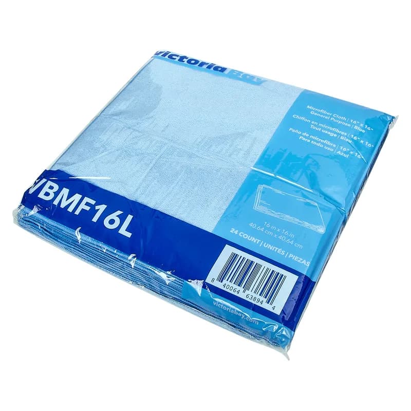 Victoria Bay Cleaning Cloth 16X16 IN Microfiber Blue 24/Pack