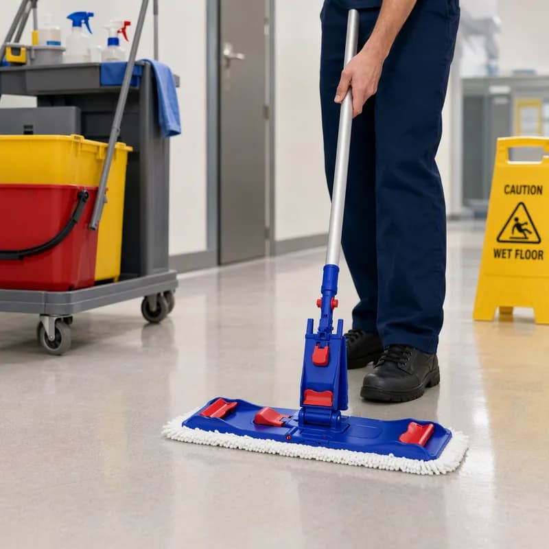 Spin-N-Drop® Mop Holder 16 IN Blue Red Plastic With 2 Locking Pins Folding 1/Each