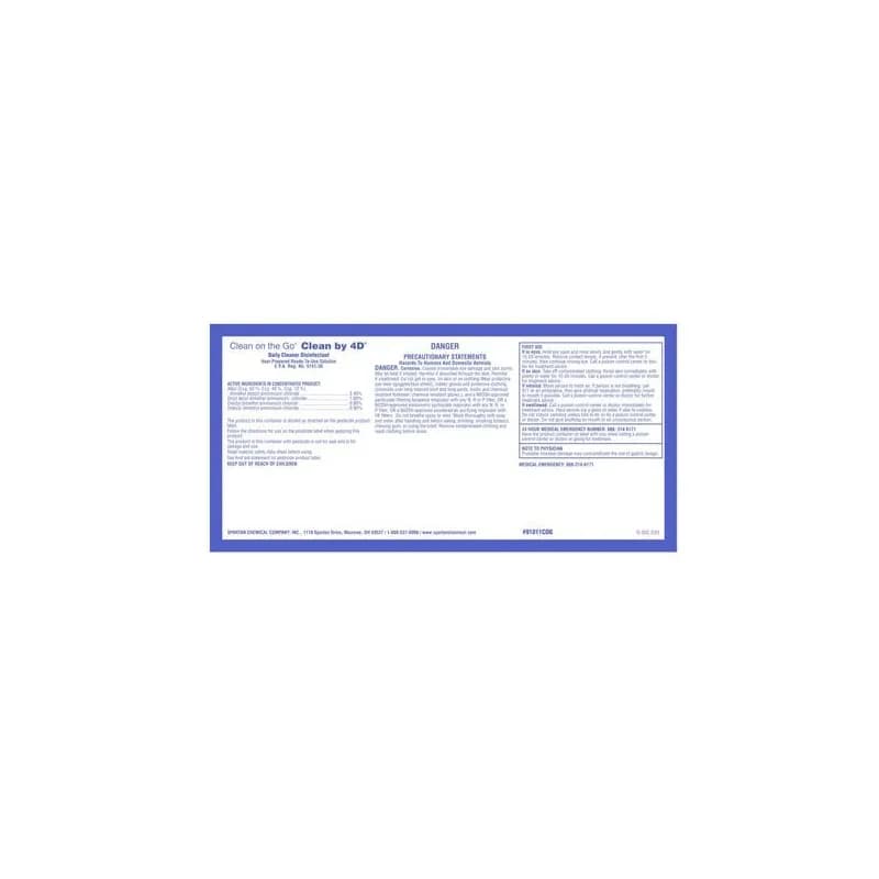 Clean on the Go® Clean by 4D® Daily Cleaner Disinfectant Secondary Product Label Paper 1/Each